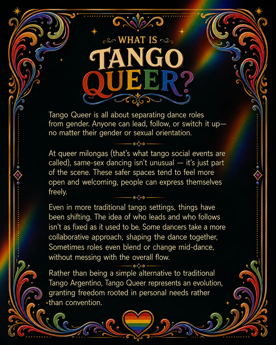 Grafisches Motiv zu Queer Tango und offenen Tanzrollen.